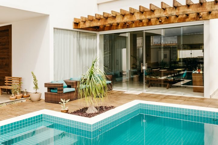 Terraced house with a planted roof