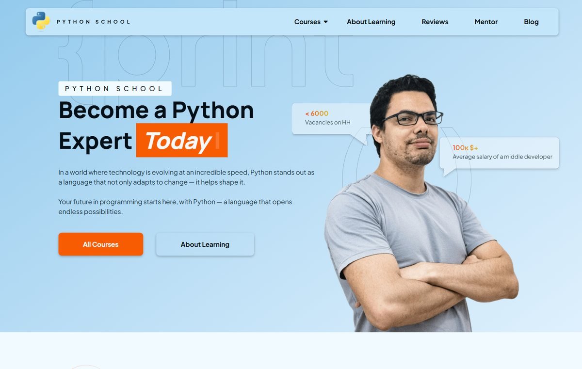 Alpha School homepage — the hero introduces the Python school