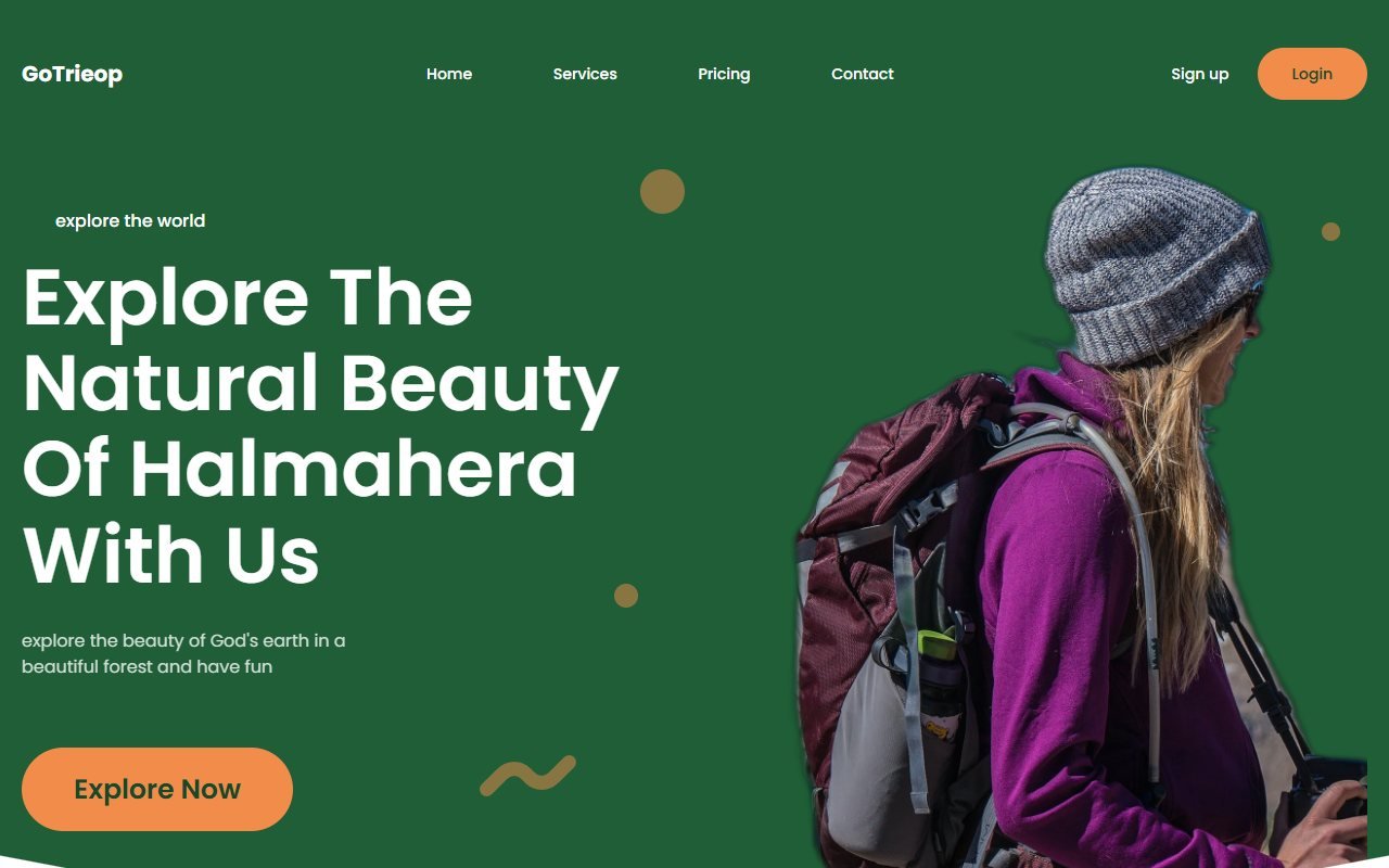 GoTrieop — лендинг туристического агентства — HTML/CSS/JS. Сайт туристического агентства, которое организует небольшие групповые поездки на Хальмахеру и соседние острова.