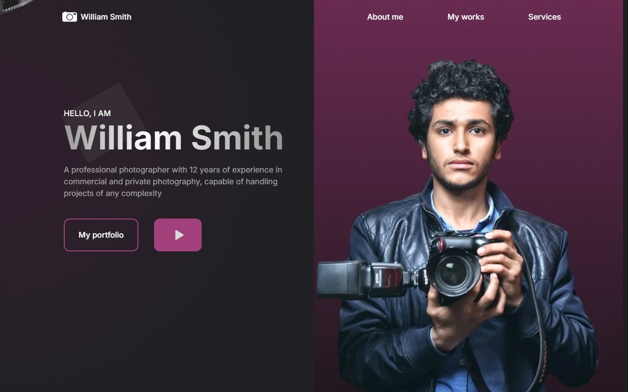 William Smith — лендинг фотографа — HTML/CSS/JS. Сайт коммерческого и частного фотографа с презентацией направлений съёмки.