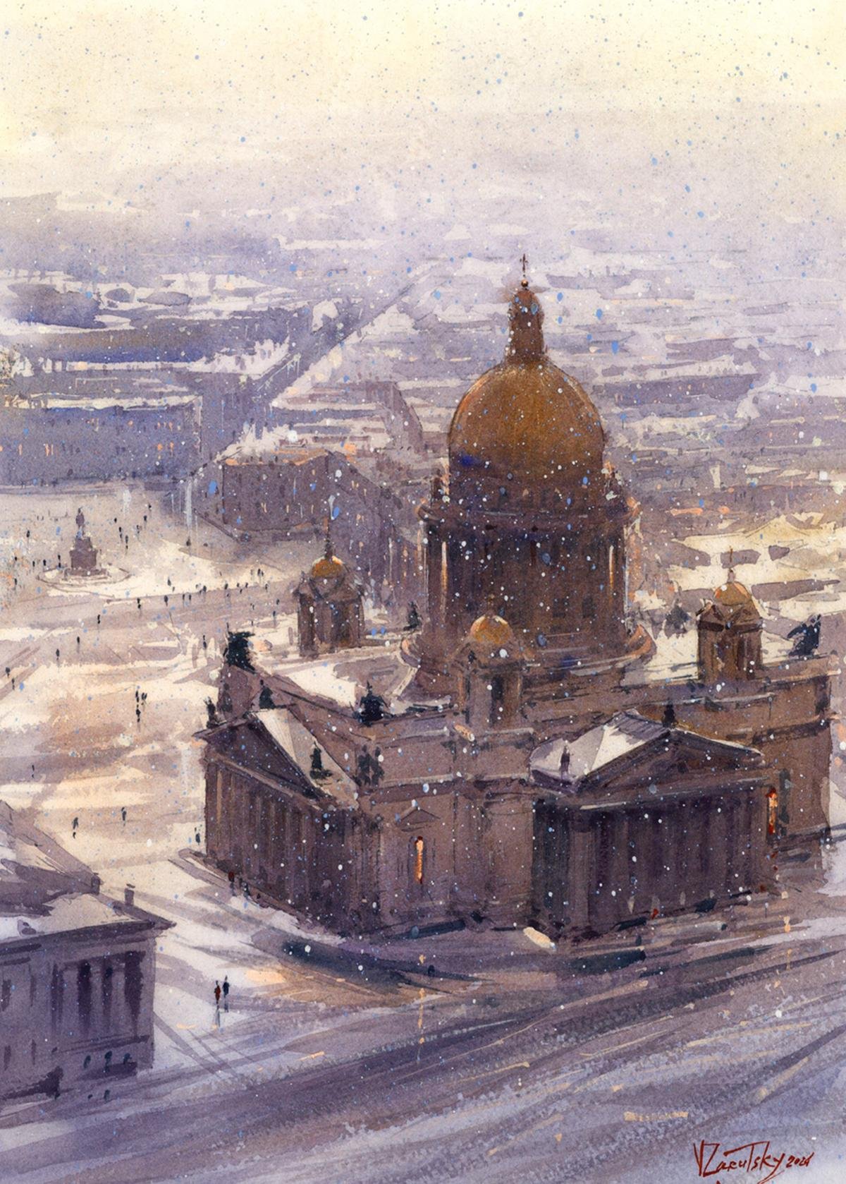 Исаакиевский собор акварелью